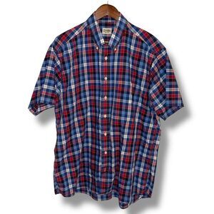 GITMAN BROS VINTAGE‎ Rustic Orange Abstact Cotton USA XL Mens Short Sleeve Shirt
